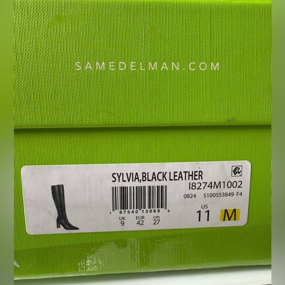 Sam Edelman Leather Boots Sylvia Knee High Black Heeled Boots Women's Size 11 - Picture 9 of 10